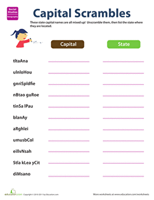 State Capitals Word Scramble