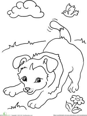 Cute Puppy Coloring Page