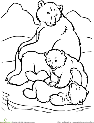 Polar Bear Family Coloring Page