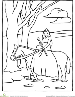 Color the Horseback Riding Princess