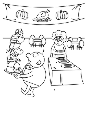 Color the Thanksgiving Food Hog