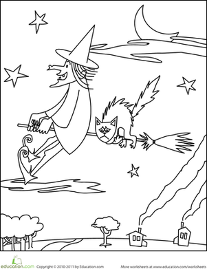 Color the Witch and the Scaredy Cat