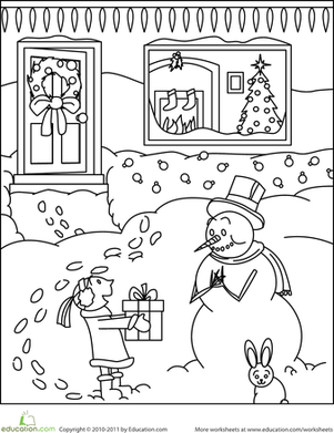 Color the Snowman's Gift