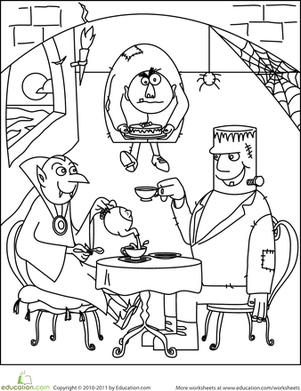 Color the Monster Tea Party