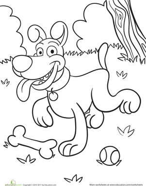 Playful Pup Coloring Page