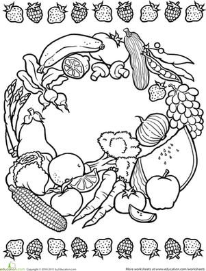 Color a Mandala: Fruits and Veggies
