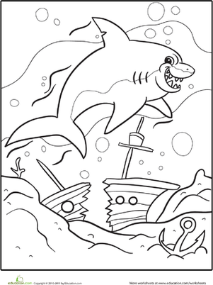 Scary Shark Coloring Page