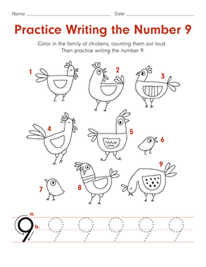 Practice Writing the Number 9
