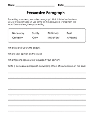 Plan a Persuasive Paragraph