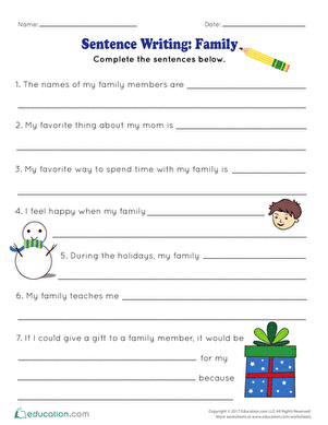 Sentence Writing: Family