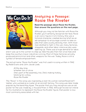 Analyzing a Passage About Rosie the Riveter