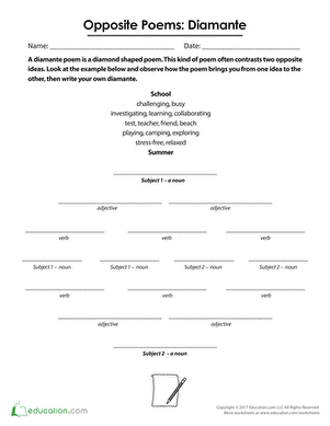 Opposite Poems: Diamante