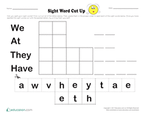 Sight Word Cut Up
