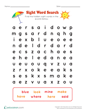 Sight Word Search
