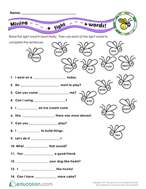 Missing Sight Words