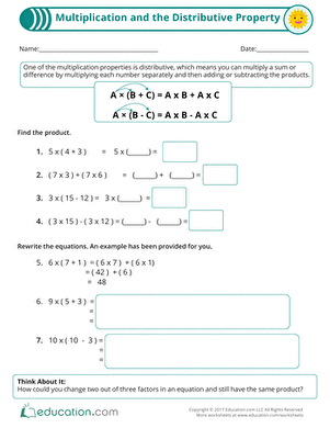 Multiplication and the Distributive Property