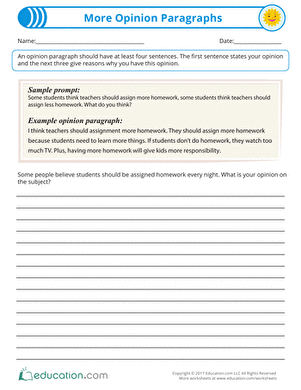 More Opinion Paragraphs