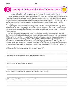 Reading for Comprehension: More Cause and Effect