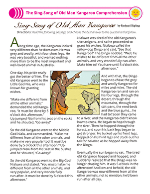 The Sing Song of Old Man Kangaroo Comprehension