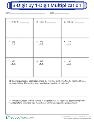 3-Digit by 1-Digit Multiplication