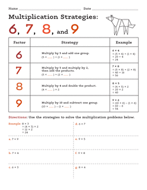 Multiplication Strategies: 6, 7, 8, and 9