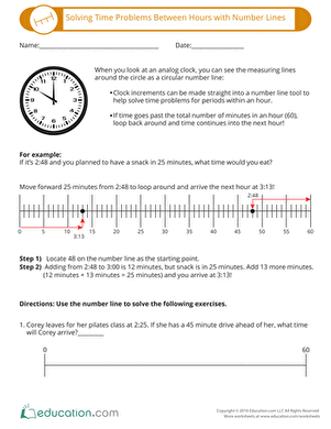 Solving Time Problems Between Hours with Number Lines