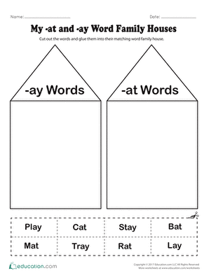 My -at and -ay Word Family Houses