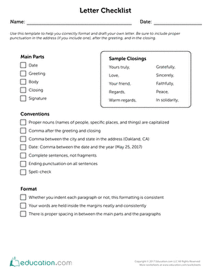Letter Checklist