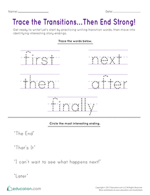 Trace the Transitions… Then End Strong!