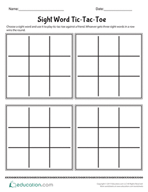 Sight Word Tic-Tac-Toe