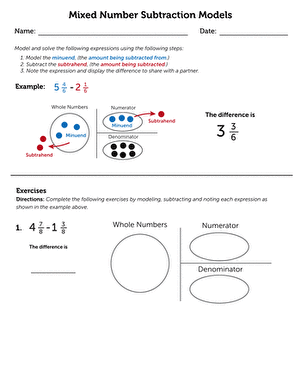 Mixed Number Subtraction Models