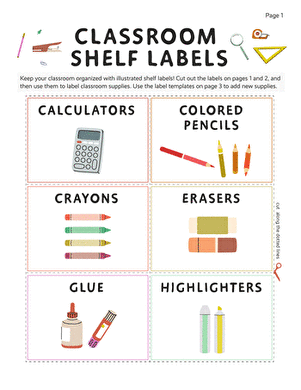 Classroom Shelf Labels