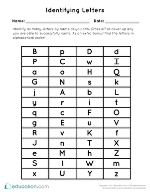 Identifying Letters Assessment