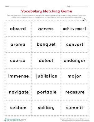 Vocabulary Matching Game
