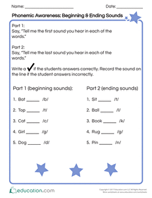 Phonemic Awareness: Beginning & Ending Sounds