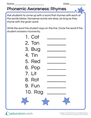 Phonemic Awareness: Rhymes