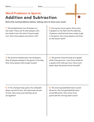 Word Problems in Sports: Addition & Subtraction