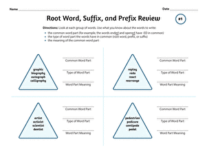 Root Word, Suffix, and Prefix Review #1