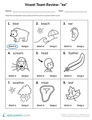 Vowel Team Review: "ea"