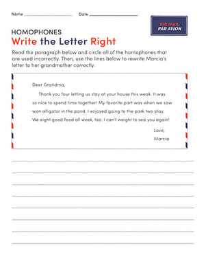 Homophones: Write the Letter Right
