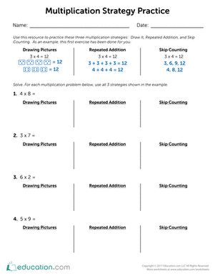 Multiplication Strategy Practice