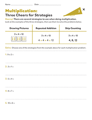 Multiplication: Three Cheers for Strategies