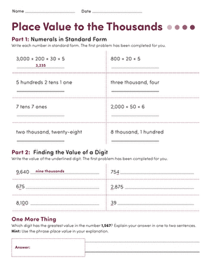 Place Value to the Thousands