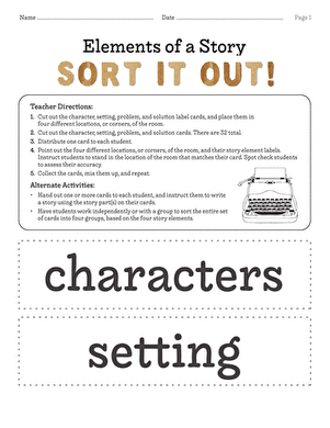 Elements of a Story: Sort It Out!