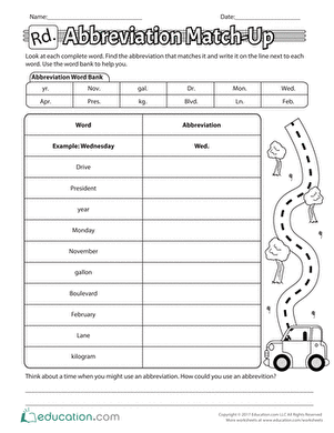 Abbreviation Match-Up