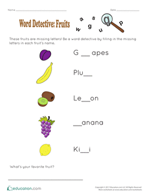 Word Detective: Fruits