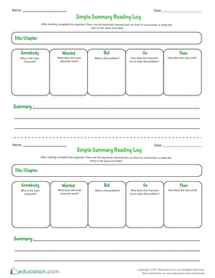 Simple Summary Reading Log