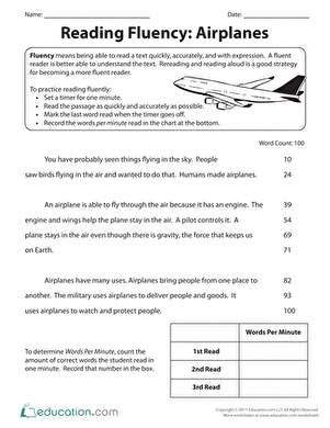 Reading Fluency: Airplanes