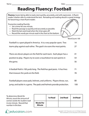 Reading Fluency: Football