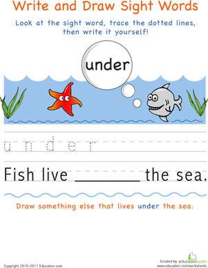Write and Draw Sight Words: Under